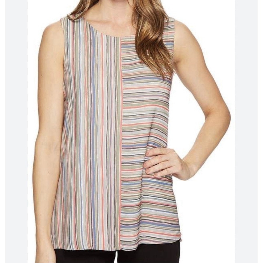 Nic+Zoe Women's‎ Cabana Printed Sleeveless Top Size M New $128 Lined Open Back